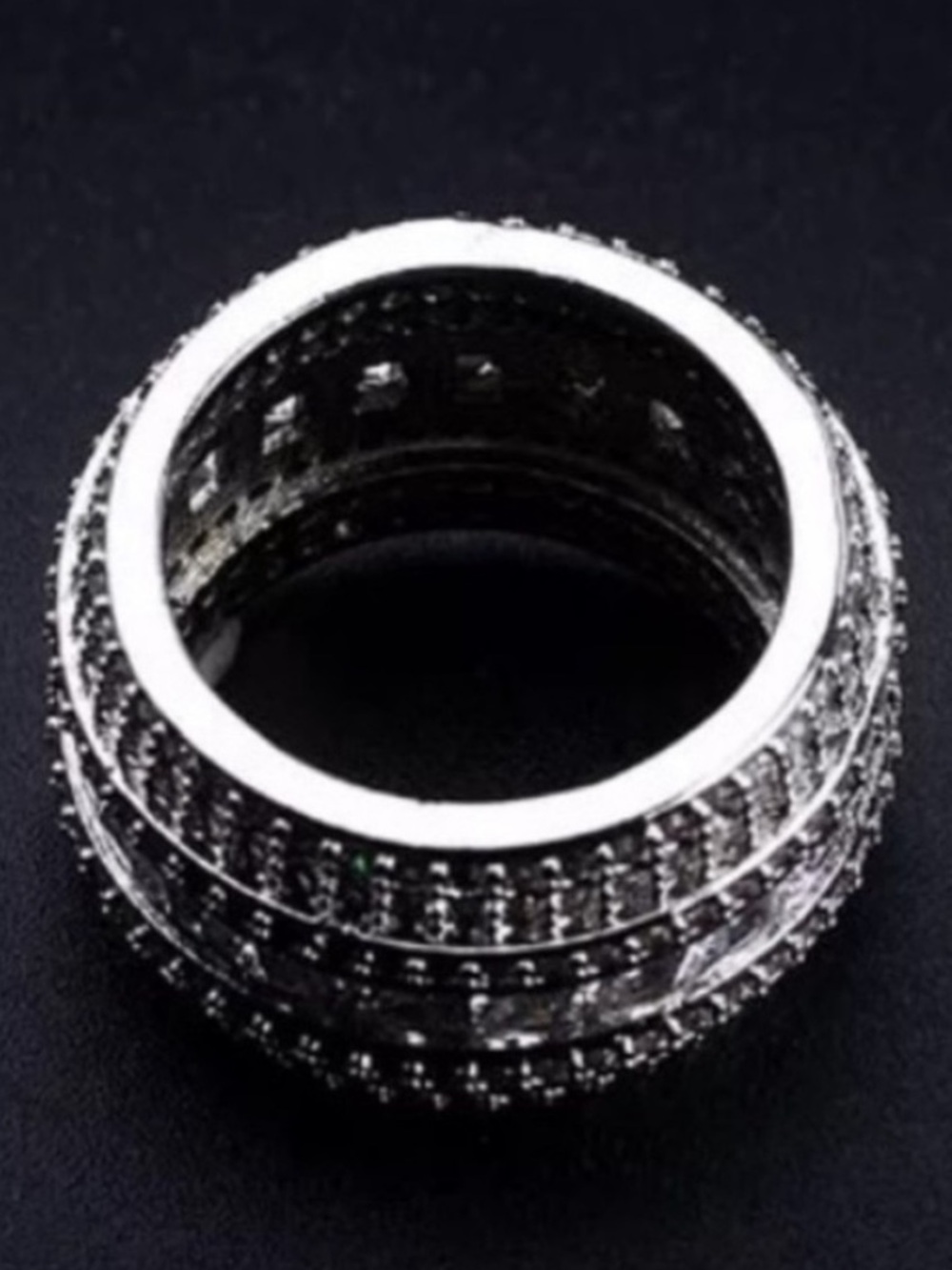 NEW WIDE 925 STERLING SILVER DIAMOND RING, CUTE RING, SHINY RING. - Picture 5 of 5